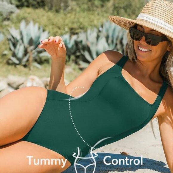 CUPSHE Women's One Piece Tummy Control Bathing Suit - Picture 3 of 4